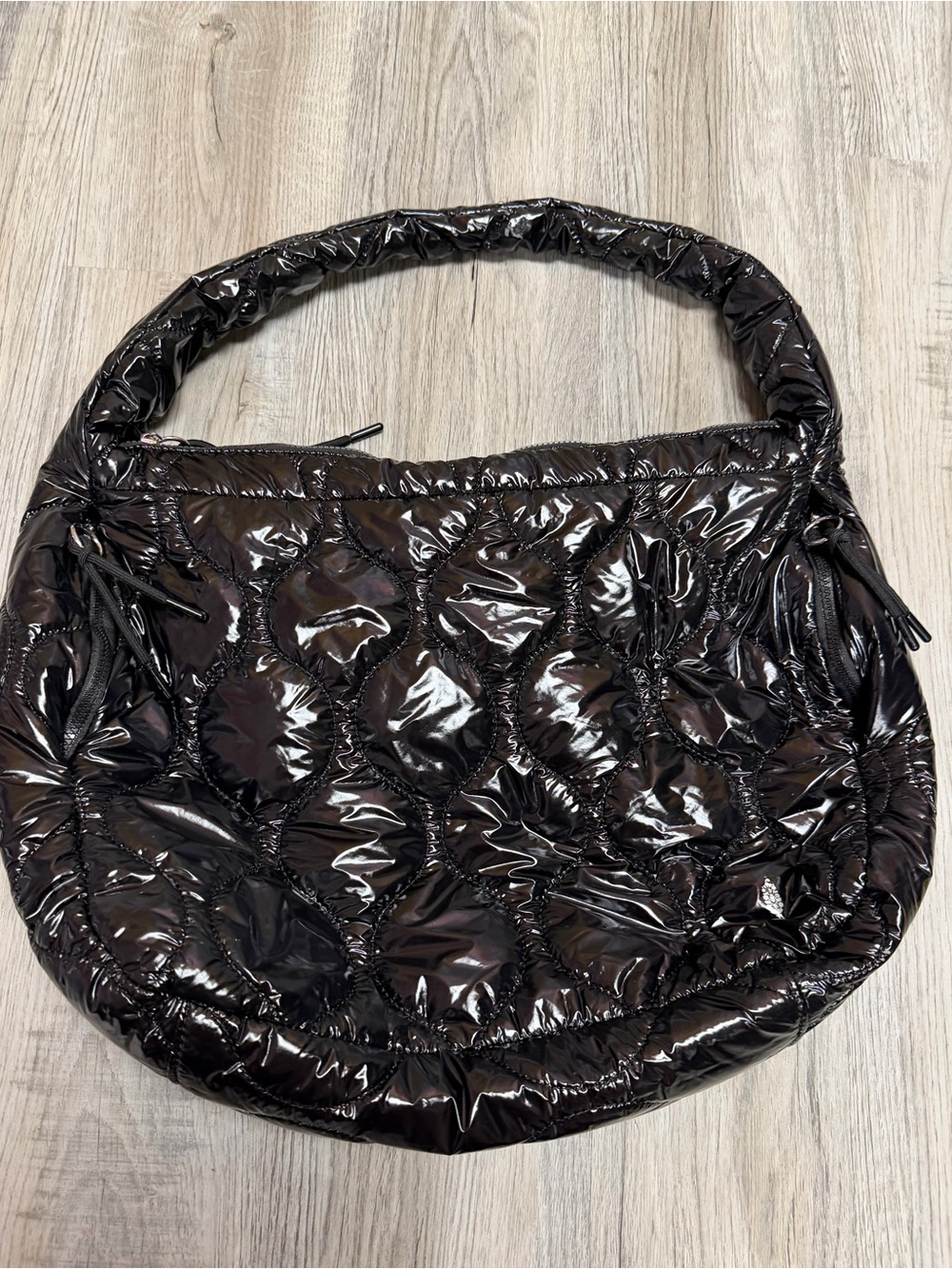 Rampage Black Quilted Patent Shoulder Bag